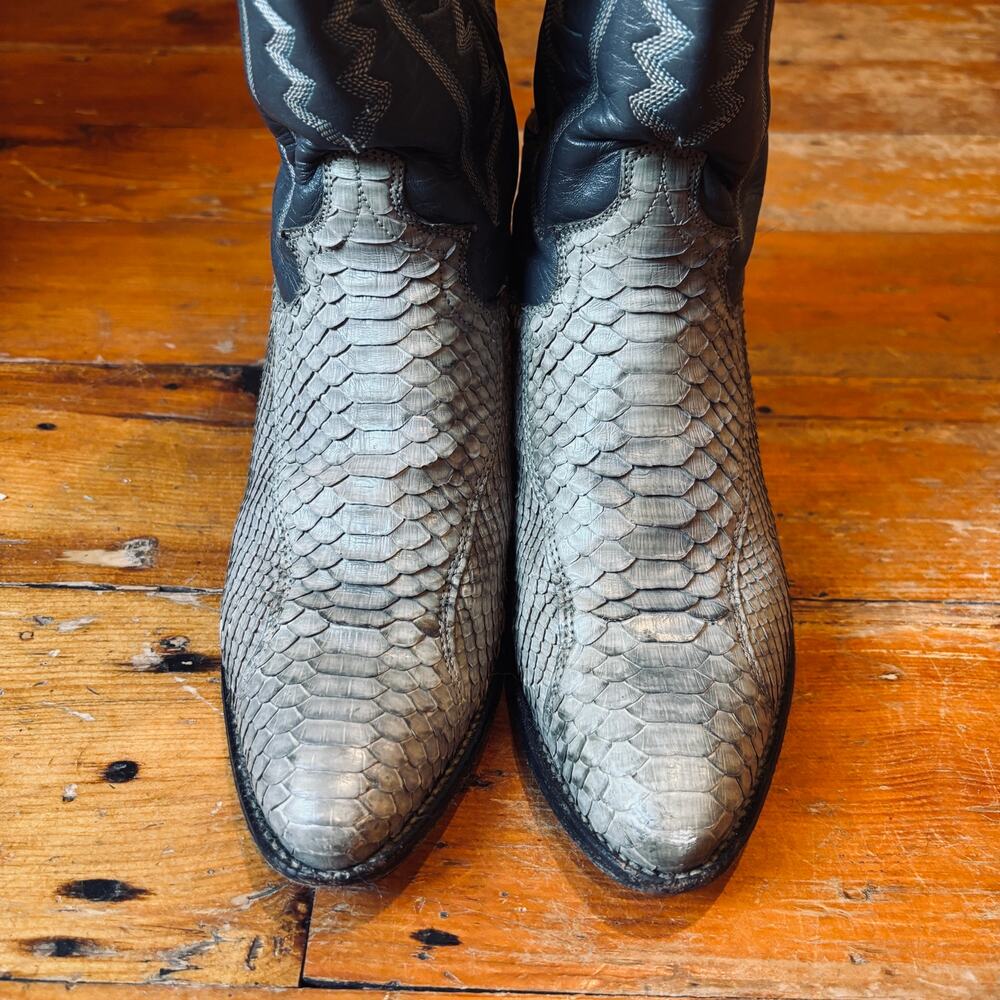 Vintage Justin Exotic Python Womens Western Cowboy Boot, Gray, 6.5B - Picture 6 of 7